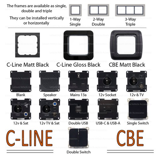 Line cbe black socket switch - c-line,